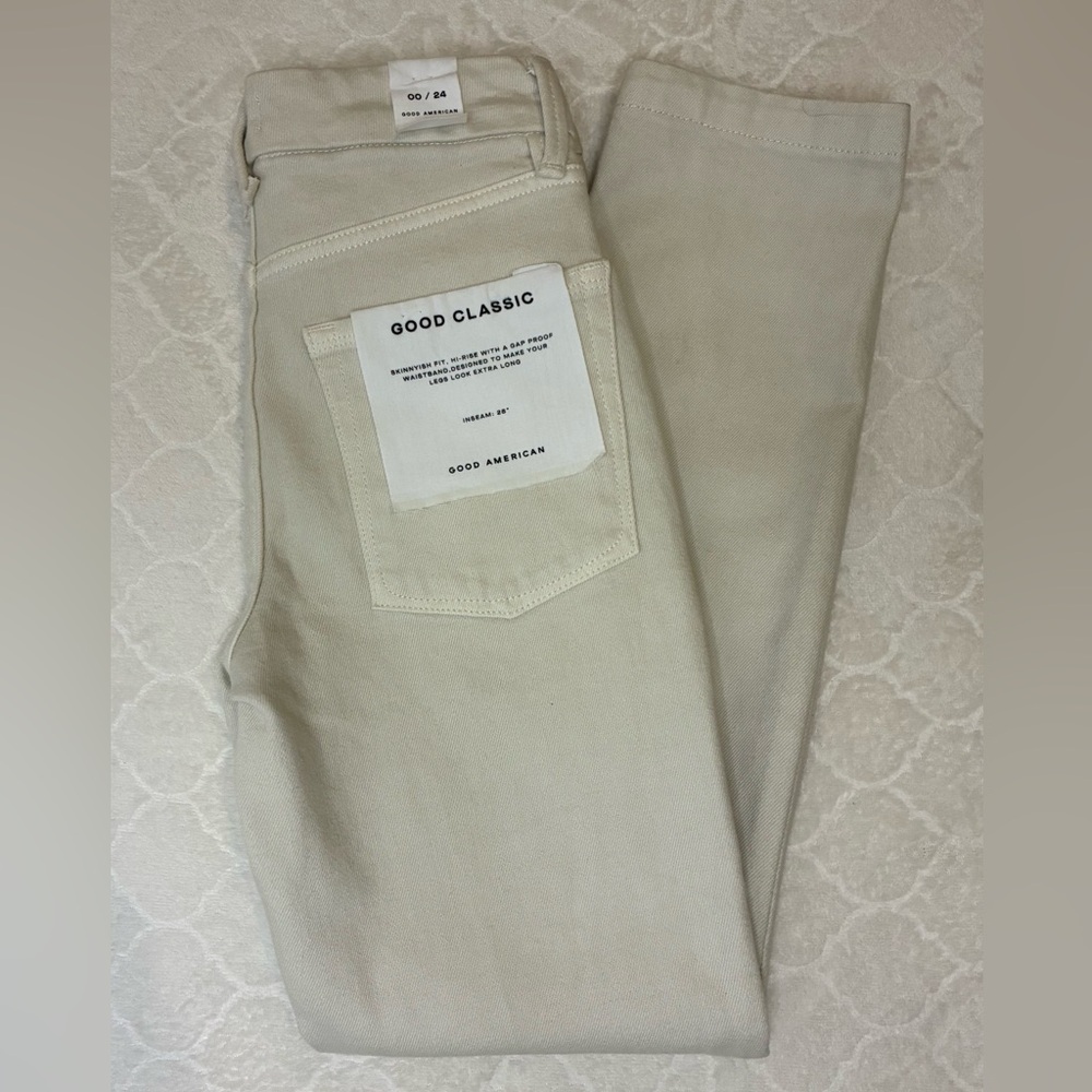 Good American Cream Denim Pants